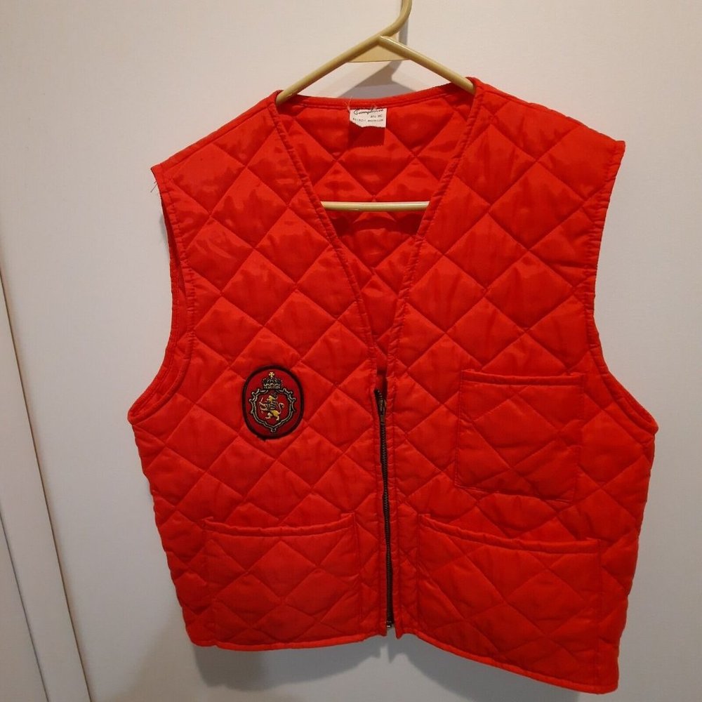 Vintage Quilted Trucker Vest Red Strohs Beer Patch